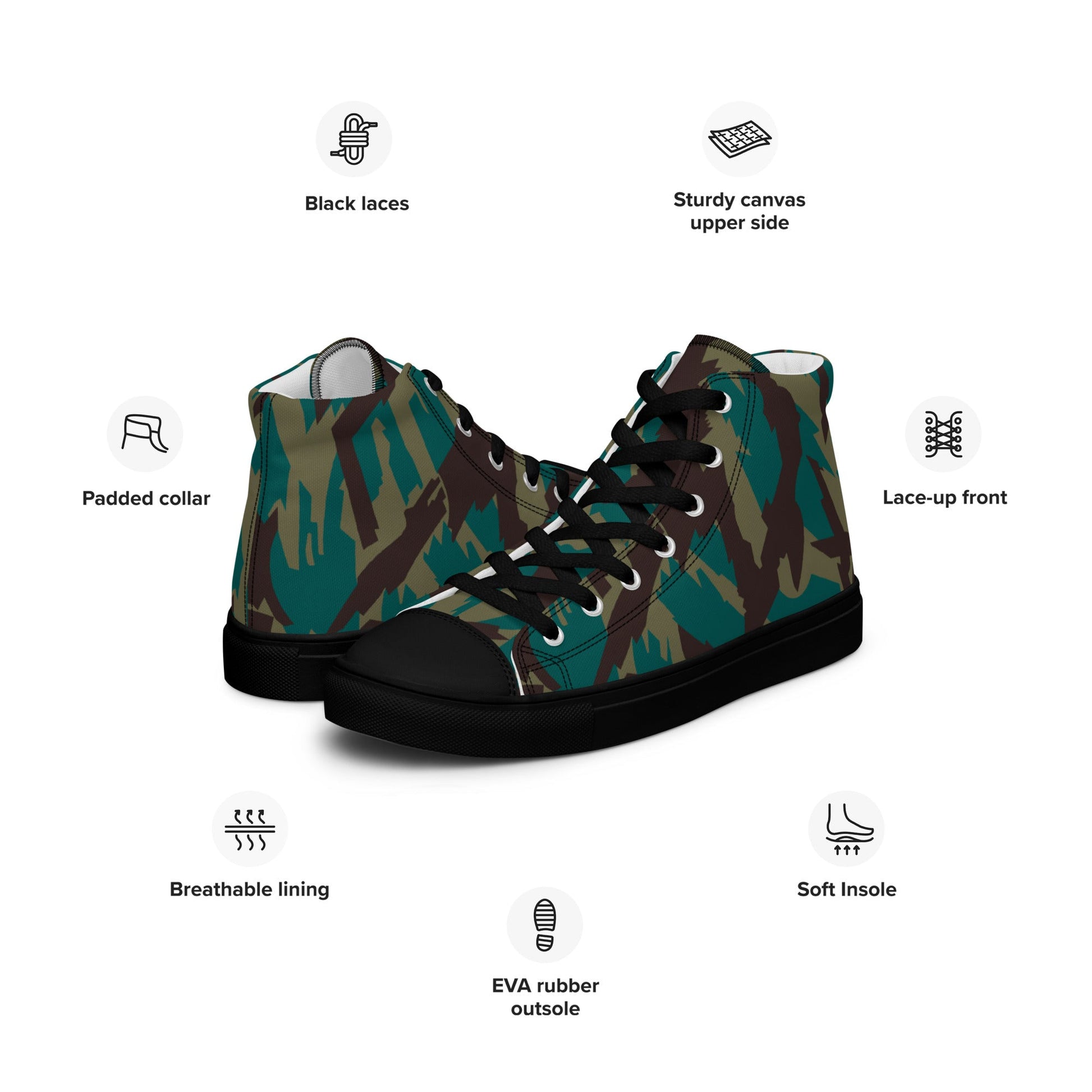 Russian Podlesok Tropical CAMO Mens high top canvas shoes - High Top Canvas Shoes