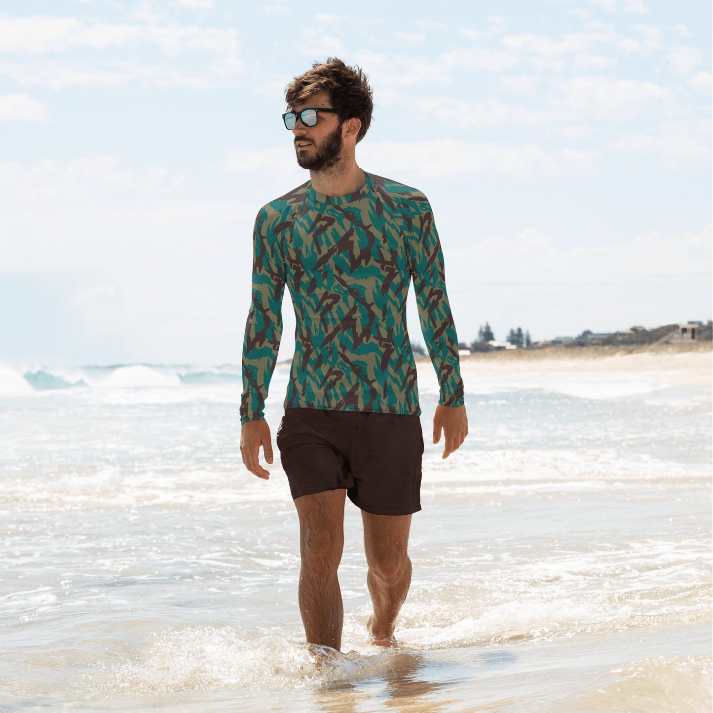 Russian Podlesok Tropical CAMO Mens Long-Sleeve Rash Guard - XS