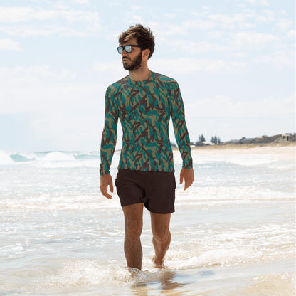 Russian Podlesok Tropical CAMO Mens Long-Sleeve Rash Guard - XS