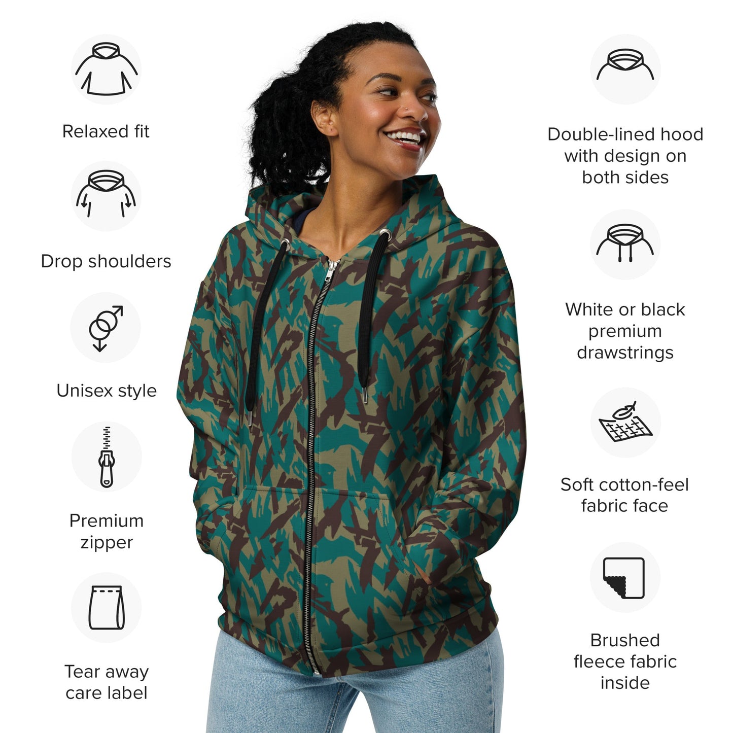 Russian Podlesok Tropical CAMO Unisex Zip Hoodie