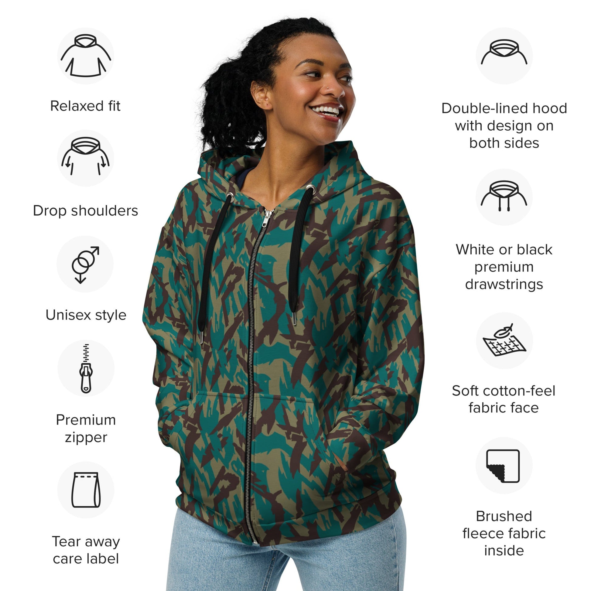 Russian Podlesok Tropical CAMO Unisex Zip Hoodie