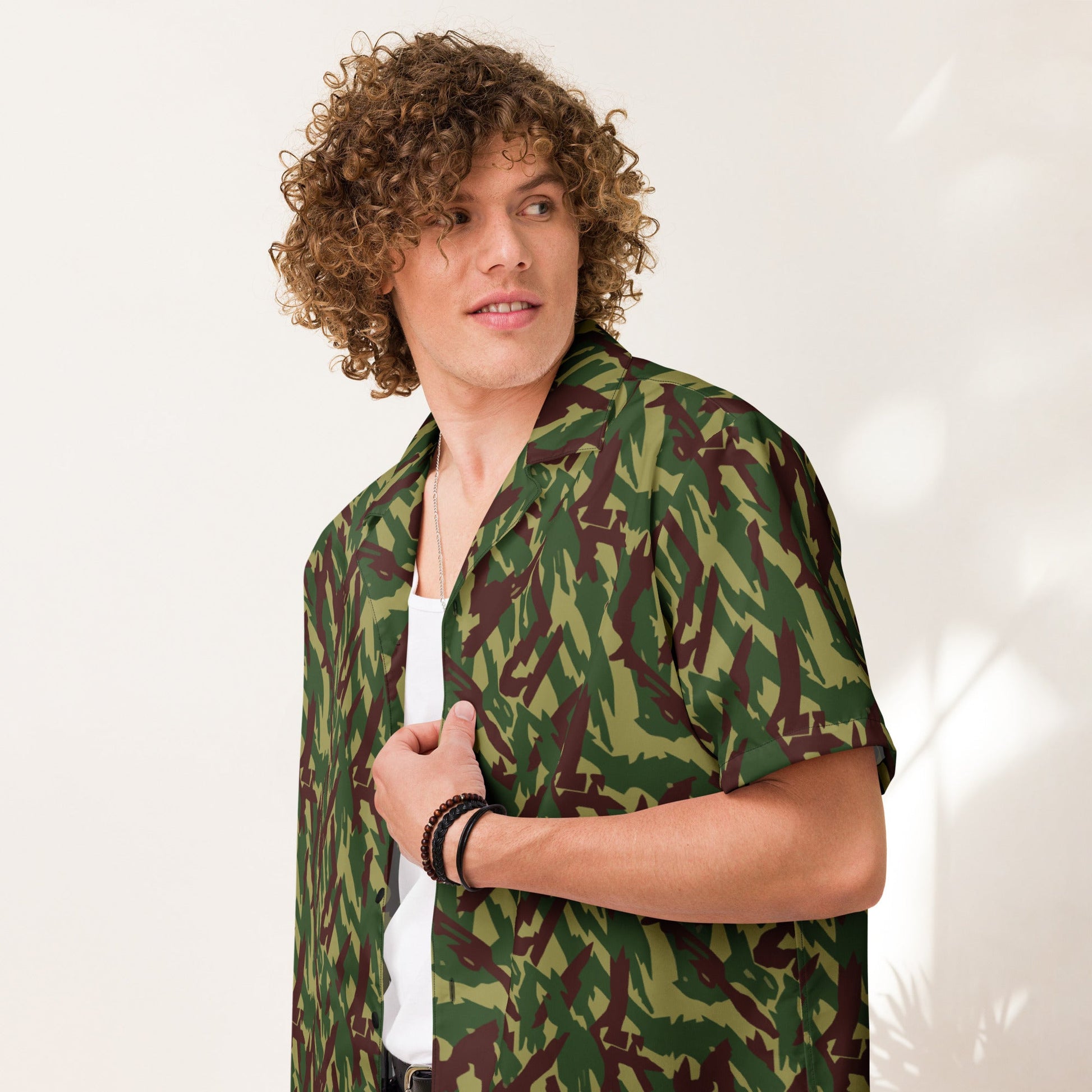 Russian Podlesok Woodland CAMO Unisex Short-Sleeve Button Shirt
