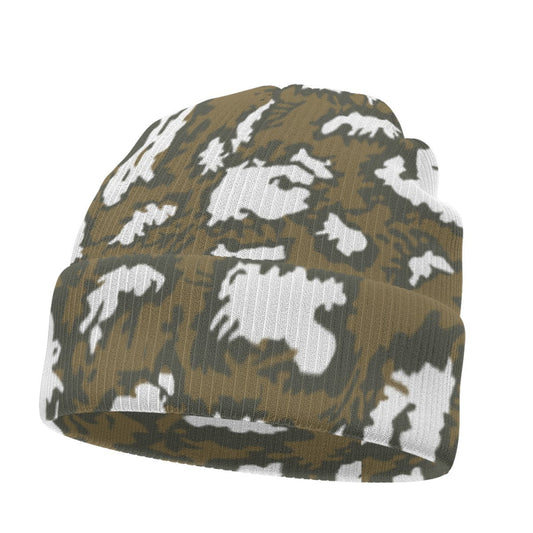 Russian Red Dawn KLMK Movie Brown CAMO Knitted Beanie - U / White