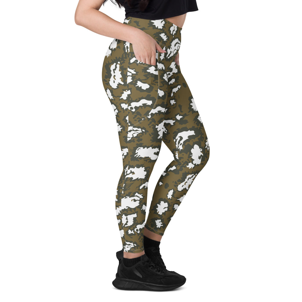 Russian Red Dawn KLMK Movie Brown CAMO Leggings with pockets - Womens With Pockets