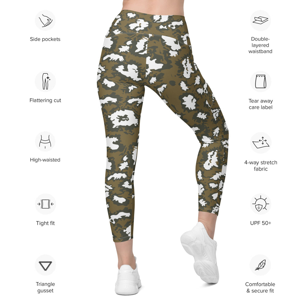 Russian Red Dawn KLMK Movie Brown CAMO Leggings with pockets - Womens With Pockets