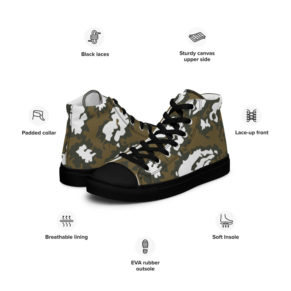 Russian Red Dawn KLMK Movie Brown CAMO Men’s high top canvas shoes - Mens High Top Canvas Shoes