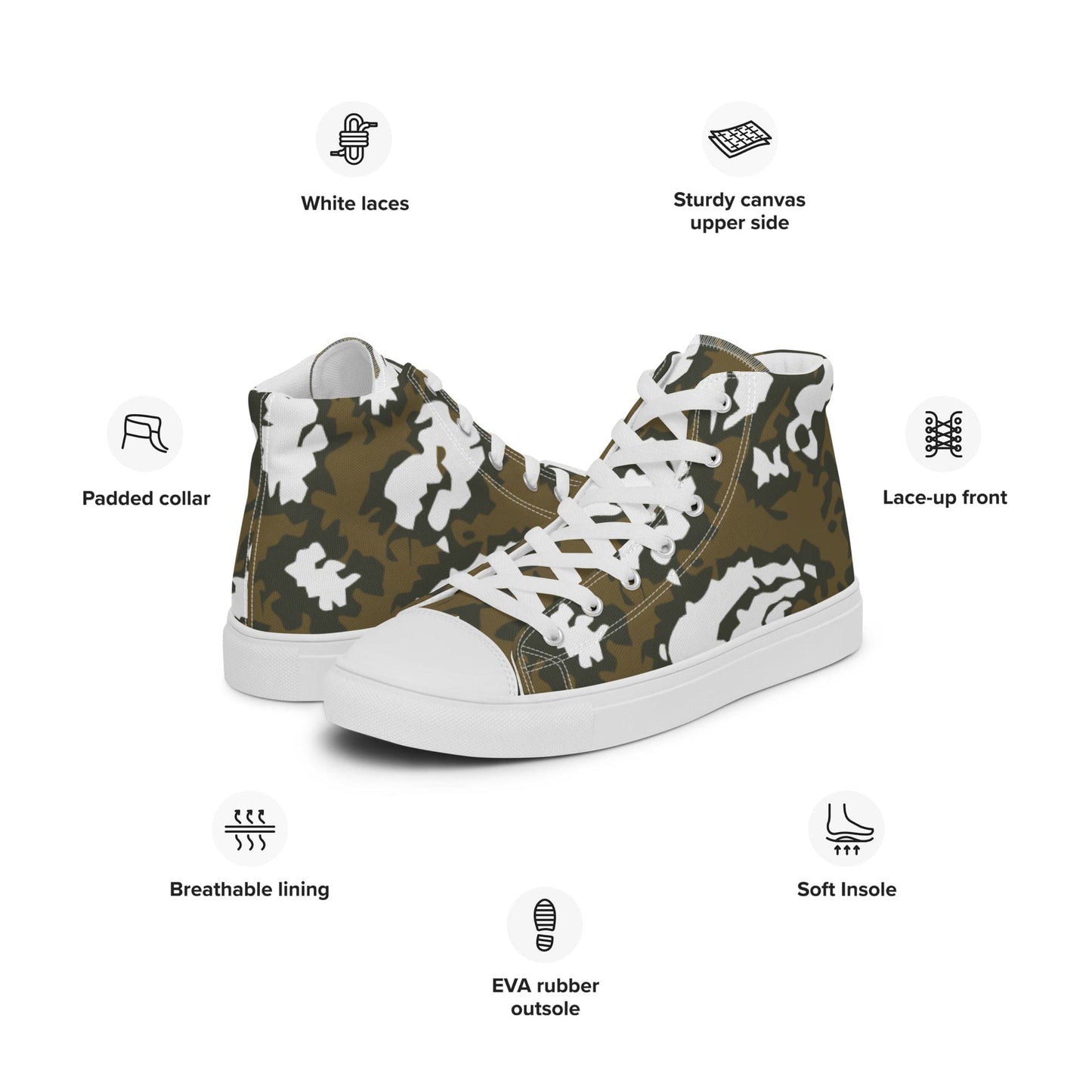 Russian Red Dawn KLMK Movie Brown CAMO Men’s high top canvas shoes - Mens High Top Canvas Shoes