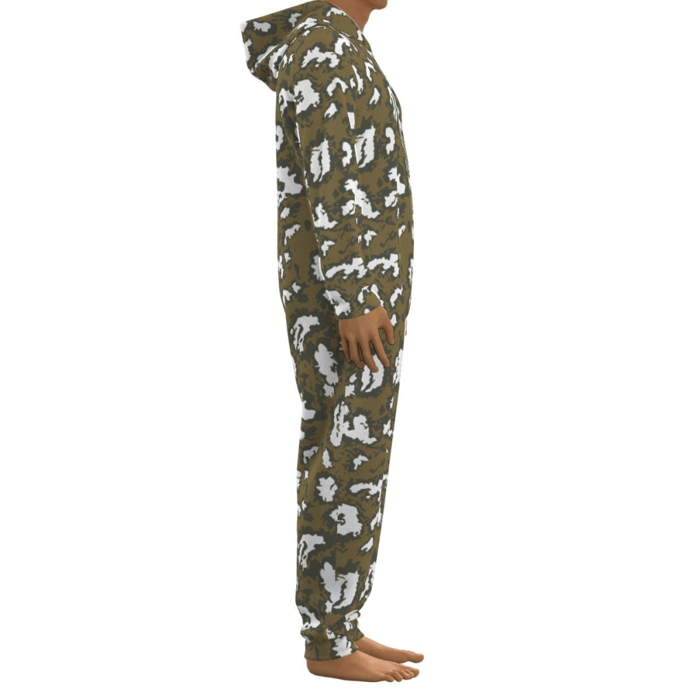 Russian Red Dawn KLMK Movie Brown CAMO Unisex Thermal Hooded Jumpsuit - S / White