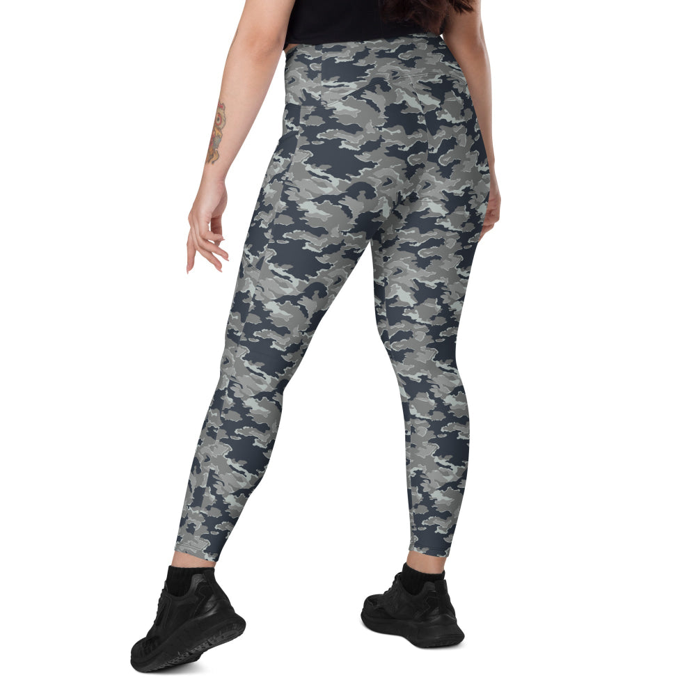 Russian SMK Melted Snow CAMO Leggings with pockets - Womens With Pockets