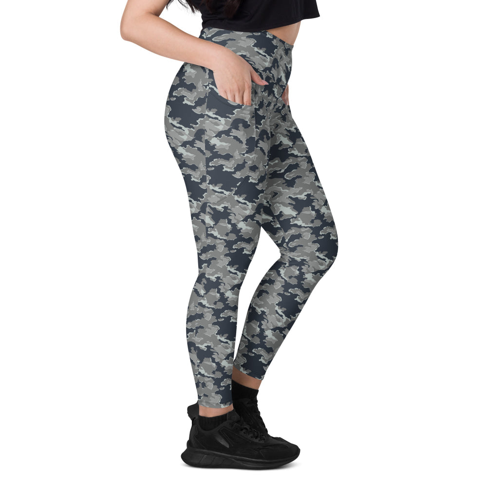 Russian SMK Melted Snow CAMO Leggings with pockets - Womens With Pockets