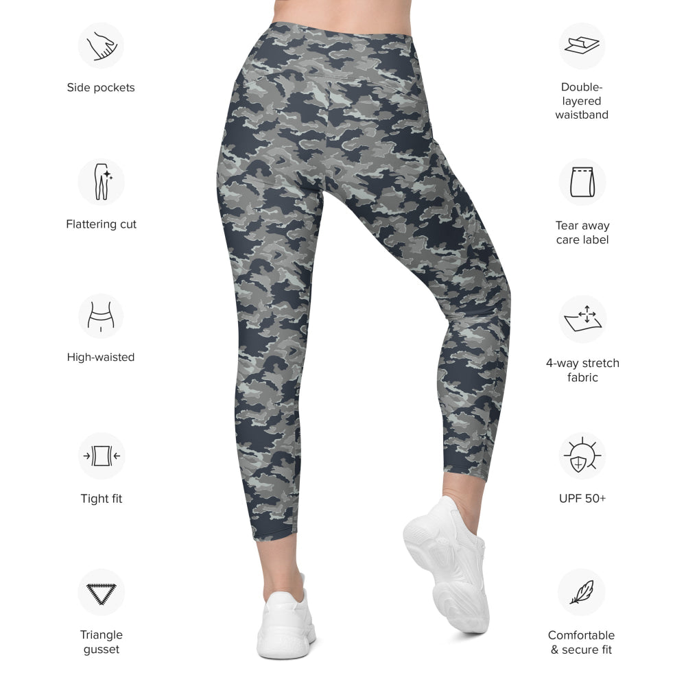 Russian SMK Melted Snow CAMO Leggings with pockets - Womens With Pockets