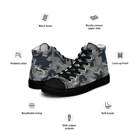 Russian SMK Melted Snow CAMO Mens high top canvas shoes - High Top Canvas Shoes