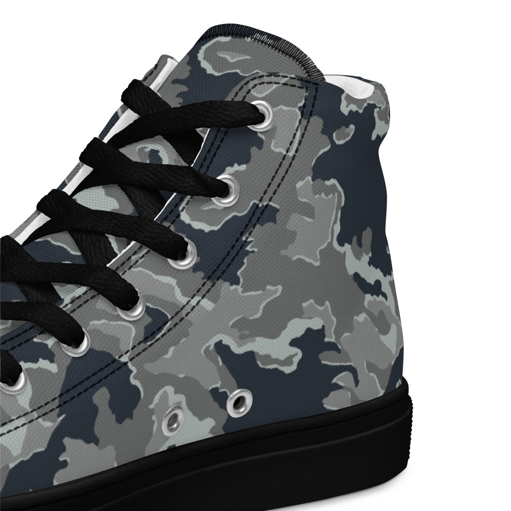 Russian SMK Melted Snow CAMO Men’s high top canvas shoes - Mens High Top Canvas Shoes