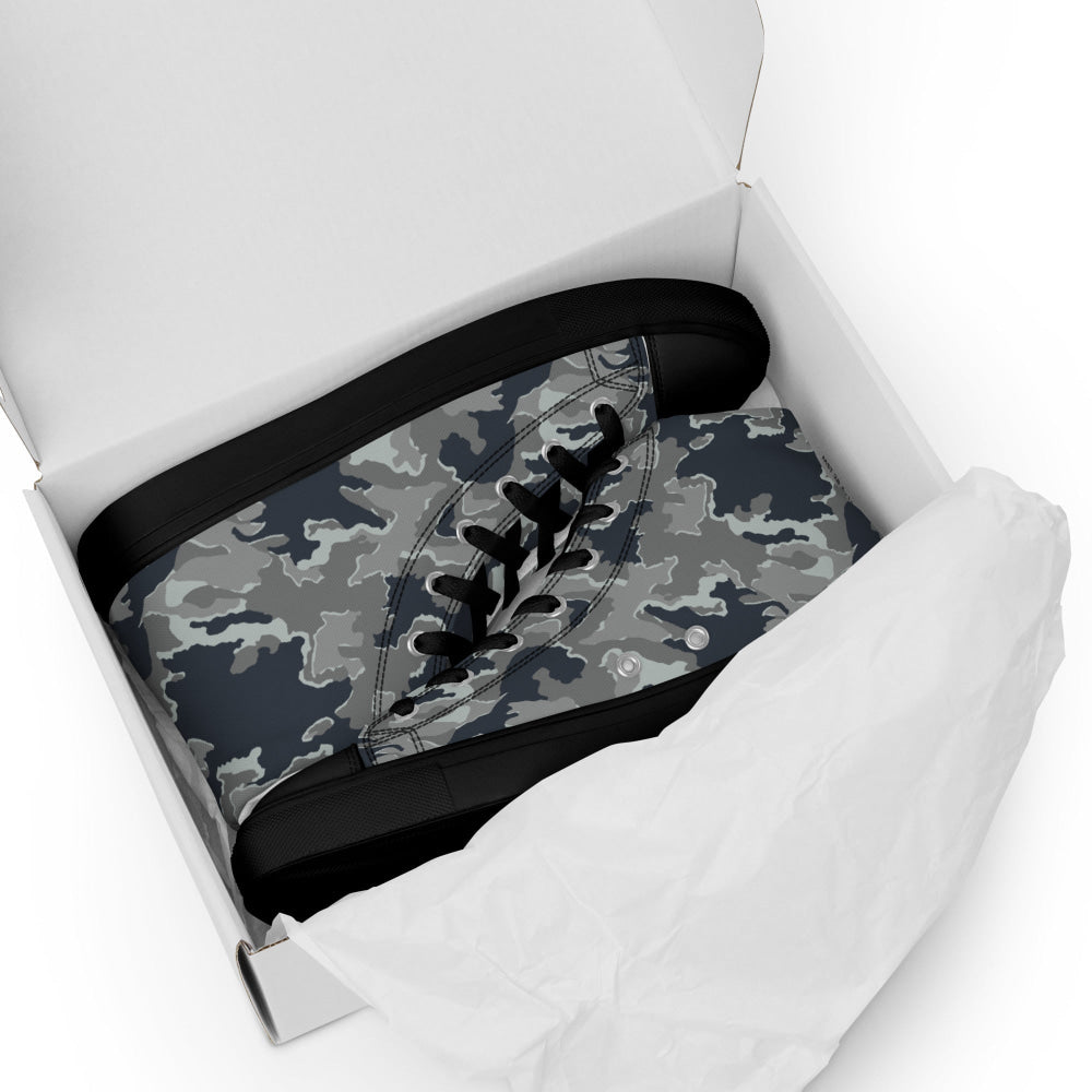 Russian SMK Melted Snow CAMO Men’s high top canvas shoes - Mens High Top Canvas Shoes