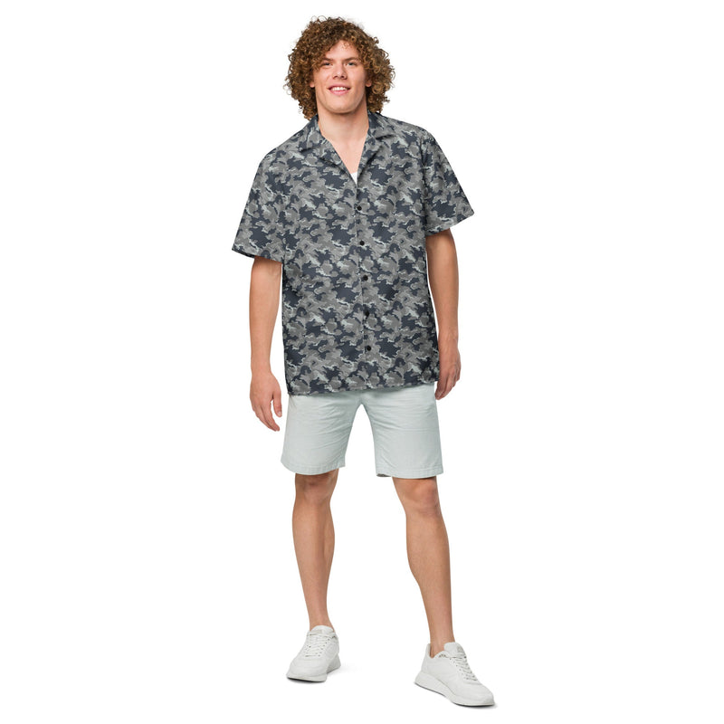 SMK Melted Snow Russian CAMO Unisex Short-Sleeve Button Shirt - Button-Up