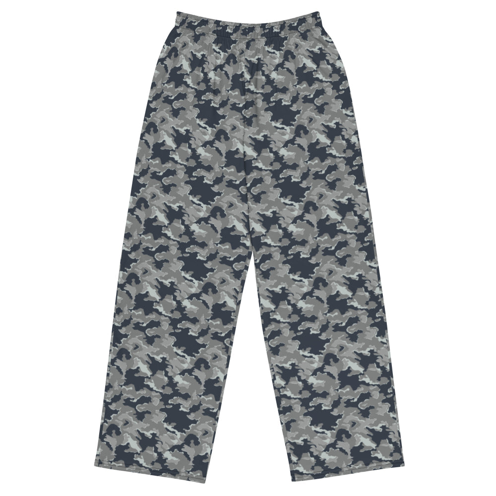 Russian SMK Melted Snow CAMO unisex wide-leg pants - 2XS - Unisex Wide-Leg Pants