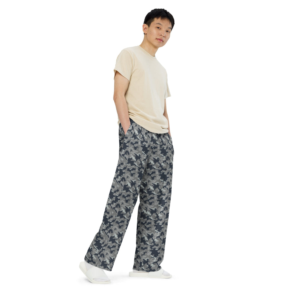 Russian SMK Melted Snow CAMO unisex wide-leg pants - Unisex Wide-Leg Pants