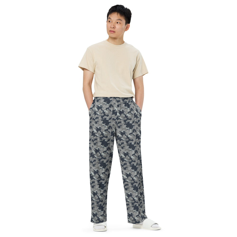 Russian SMK Melted Snow CAMO unisex wide-leg pants - Unisex Wide-Leg Pants