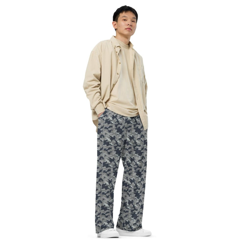 Russian SMK Nut Melted Snow CAMO unisex wide - leg pants