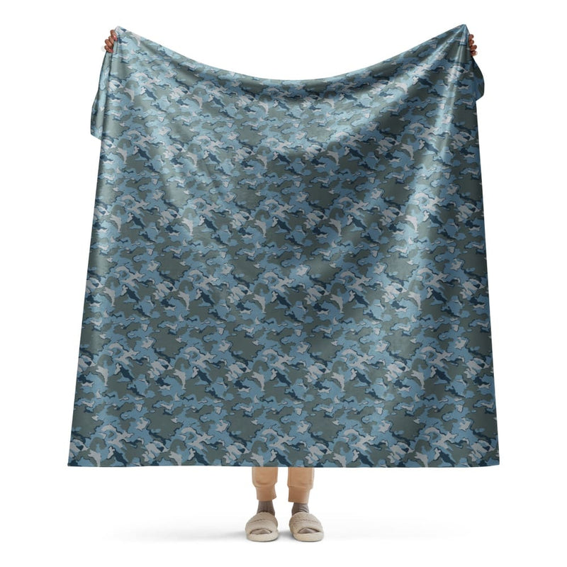 Russian SMK Nut Urban Sky Blue CAMO Sherpa blanket - 60″×80″