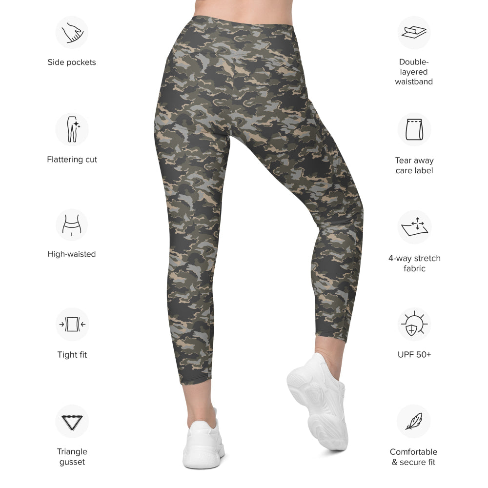 Russian SMK Urban Rubble CAMO Leggings with pockets - Womens With Pockets