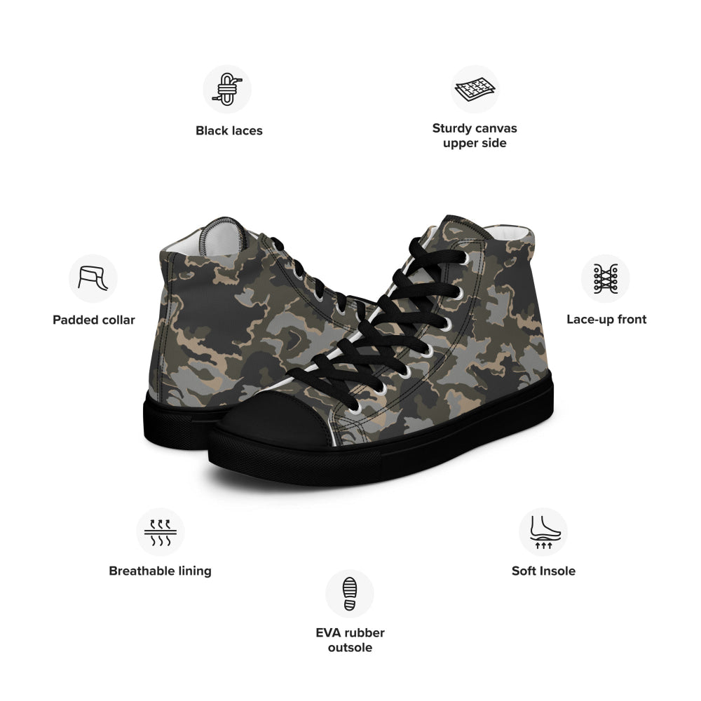 Russian SMK Urban Rubble CAMO Men’s high top canvas shoes - Mens High Top Canvas Shoes