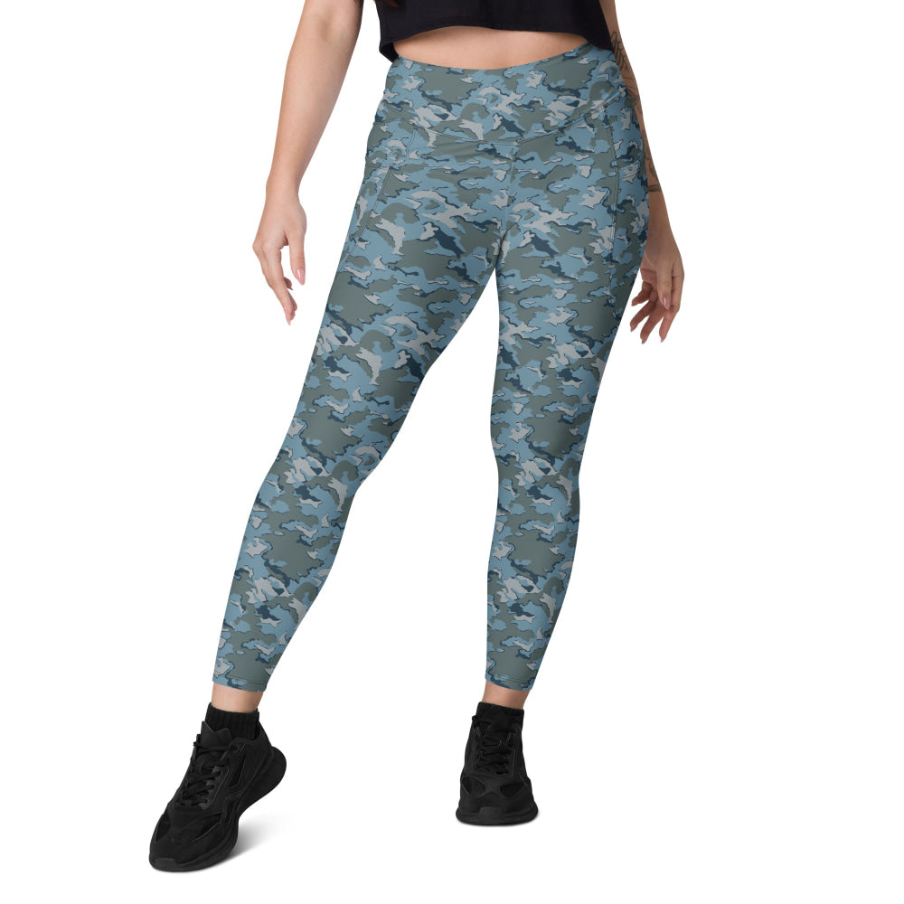 Russian SMK Urban Sky Blue CAMO Leggings with pockets - Womens With Pockets