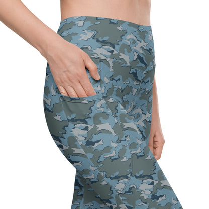 Russian SMK Urban Sky Blue CAMO Leggings with pockets - Womens With Pockets