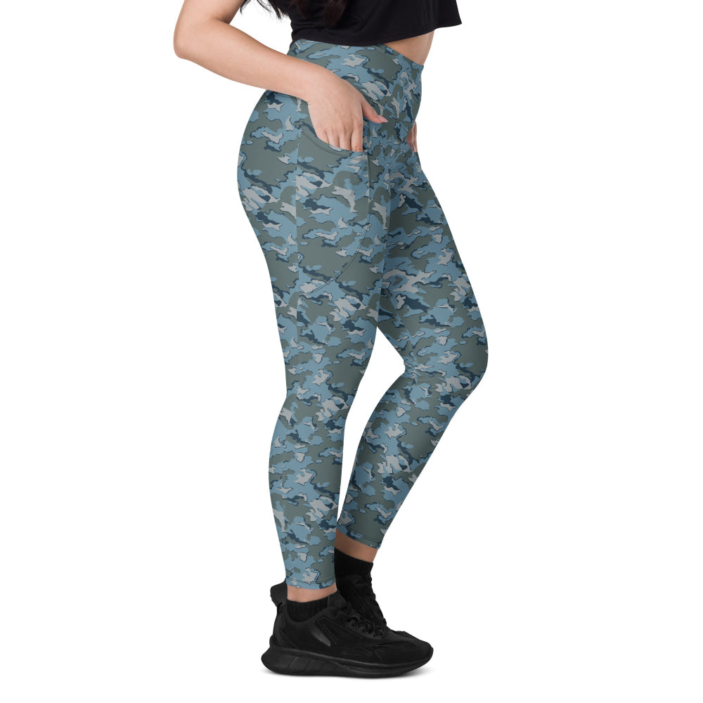 Russian SMK Urban Sky Blue CAMO Leggings with pockets - Womens With Pockets