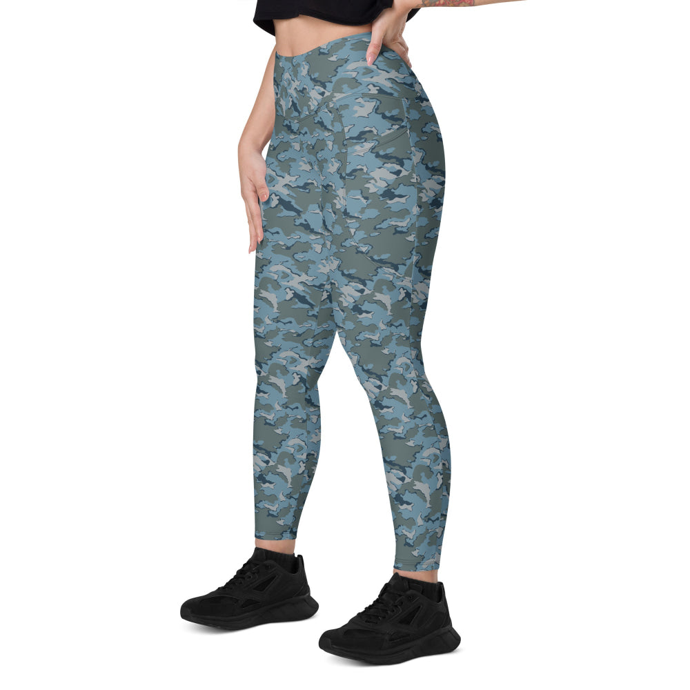 Russian SMK Urban Sky Blue CAMO Leggings with pockets - Womens With Pockets