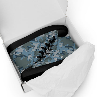 Russian SMK Urban Sky Blue CAMO Men’s high top canvas shoes - Mens High Top Canvas Shoes