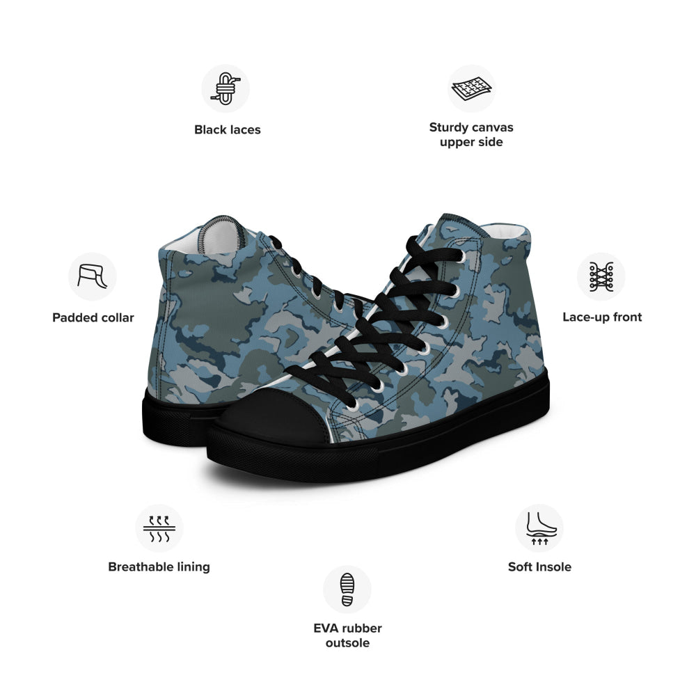 Russian SMK Urban Sky Blue CAMO Men’s high top canvas shoes - Mens High Top Canvas Shoes