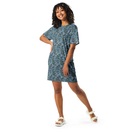 Russian SMK Urban Sky Blue CAMO T-shirt dress - Womens T-Shirt Dress