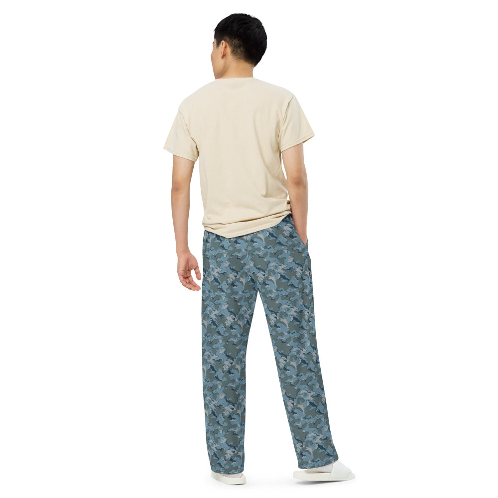 Russian SMK Urban Sky Blue CAMO unisex wide-leg pants - Unisex Wide-Leg Pants