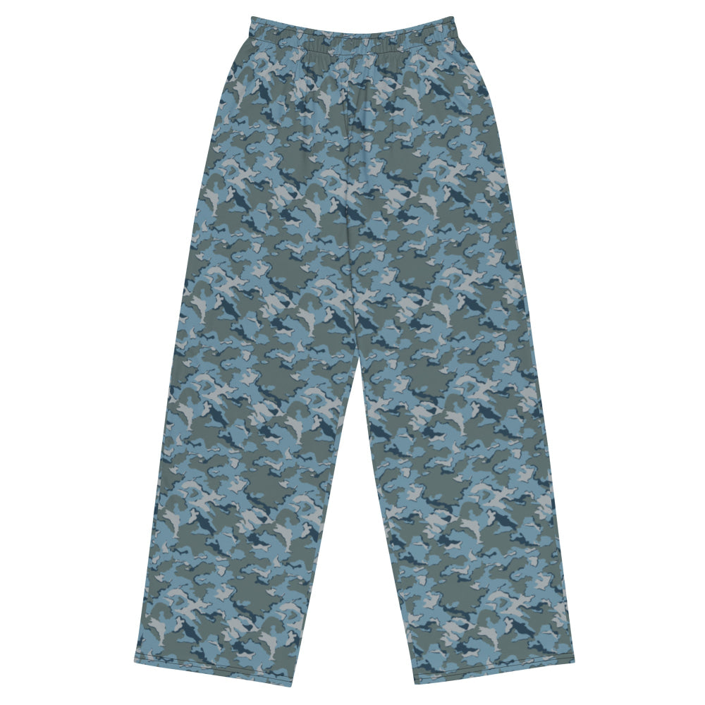 Russian SMK Urban Sky Blue CAMO unisex wide-leg pants - 2XS - Unisex Wide-Leg Pants