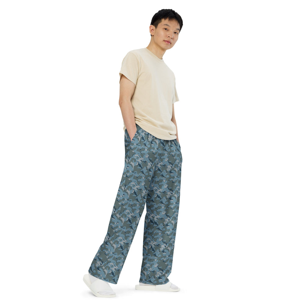 Russian SMK Urban Sky Blue CAMO unisex wide-leg pants - Unisex Wide-Leg Pants