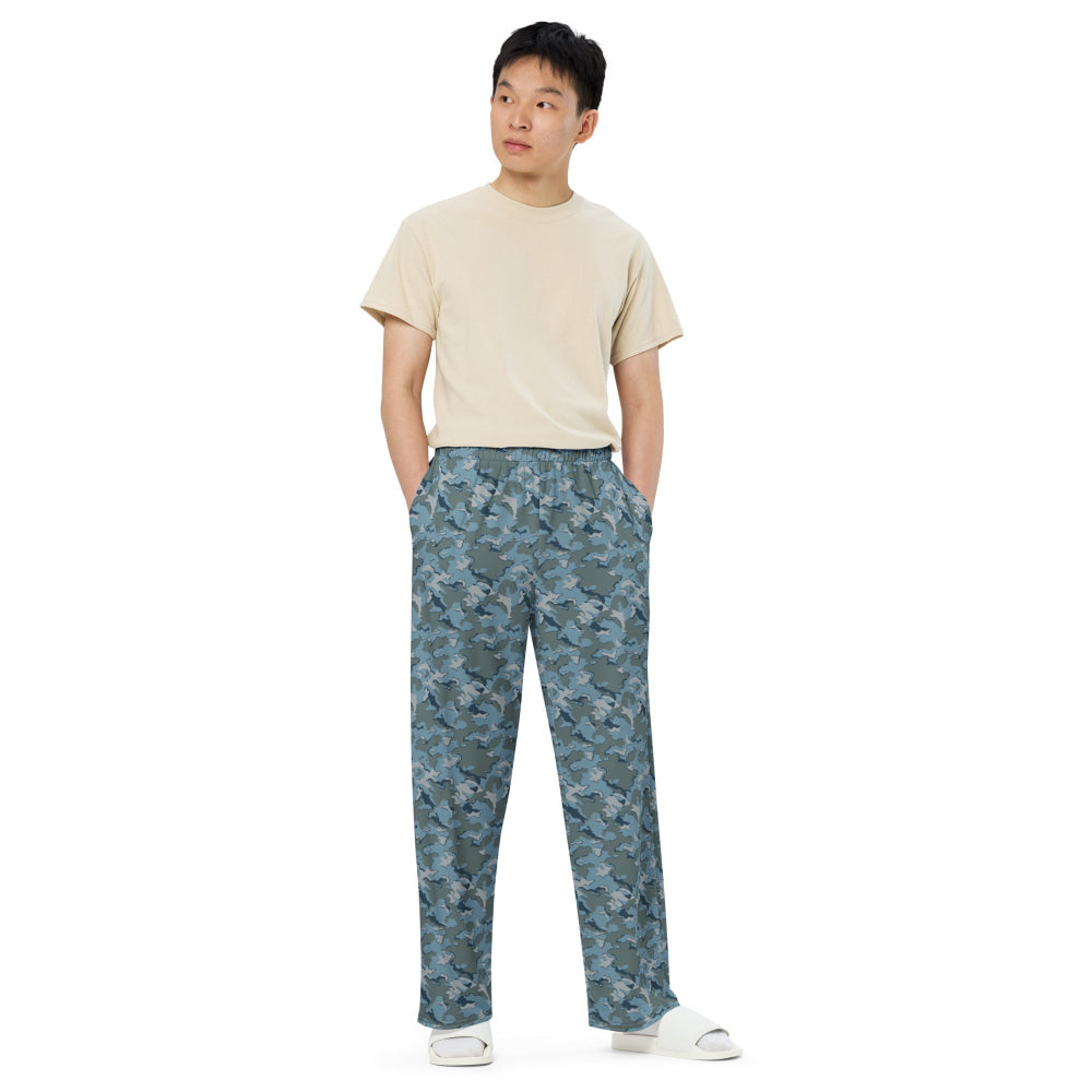 Russian SMK Urban Sky Blue CAMO unisex wide-leg pants - Unisex Wide-Leg Pants