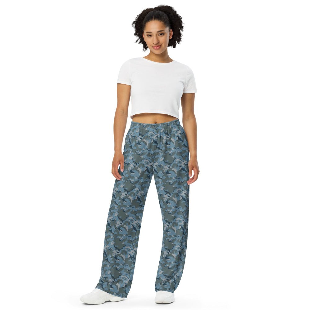 Russian SMK Urban Sky Blue CAMO unisex wide-leg pants - Unisex Wide-Leg Pants