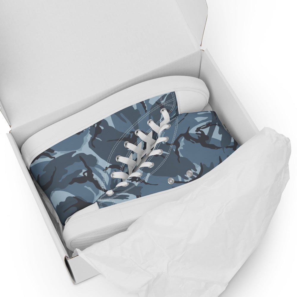 Russian Smog Kukla Urban Blue DPM CAMO Men’s high top canvas shoes - Mens High Top Canvas Shoes