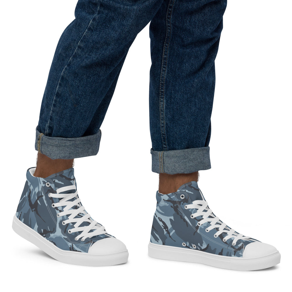 Russian Smog Kukla Urban Blue DPM CAMO Men’s high top canvas shoes - Mens High Top Canvas Shoes