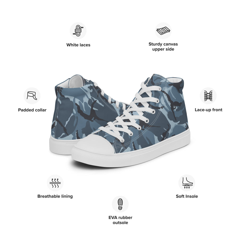 Russian Smog Kukla Urban Blue DPM CAMO Men’s high top canvas shoes - Mens High Top Canvas Shoes