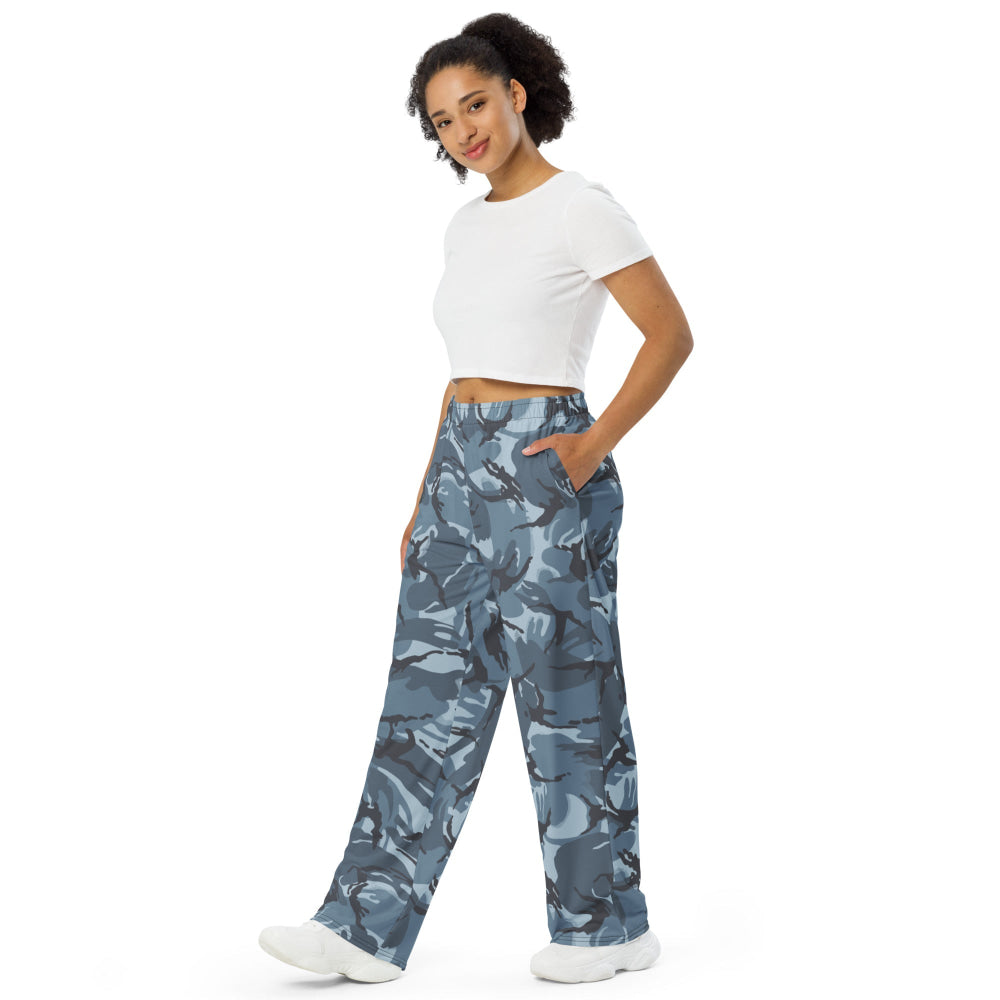 Russian Smog Kukla Urban Blue DPM CAMO unisex wide-leg pants - Unisex Wide-Leg Pants