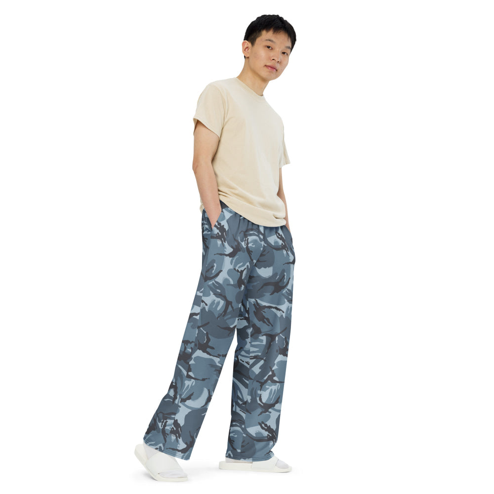 Russian Smog Kukla Urban Blue DPM CAMO unisex wide-leg pants - Unisex Wide-Leg Pants