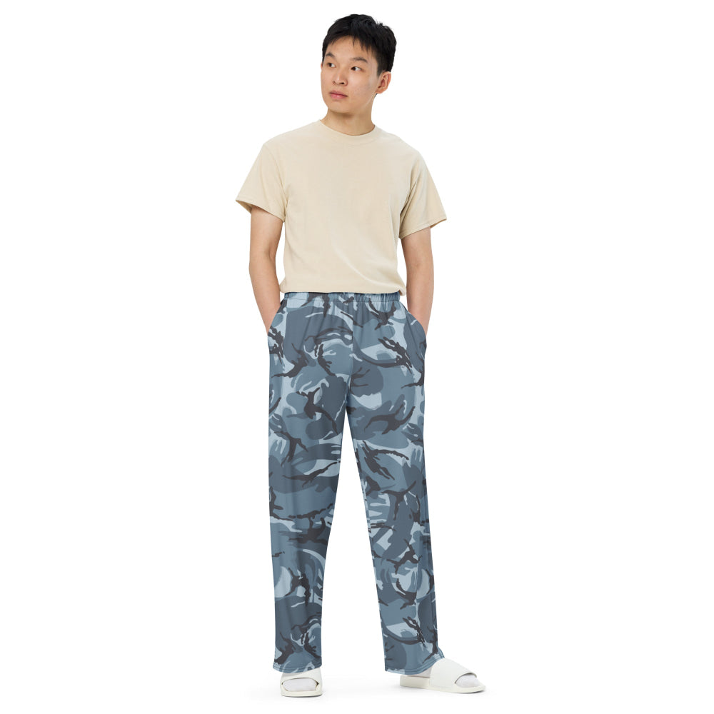 Russian Smog Kukla Urban Blue DPM CAMO unisex wide-leg pants - Unisex Wide-Leg Pants