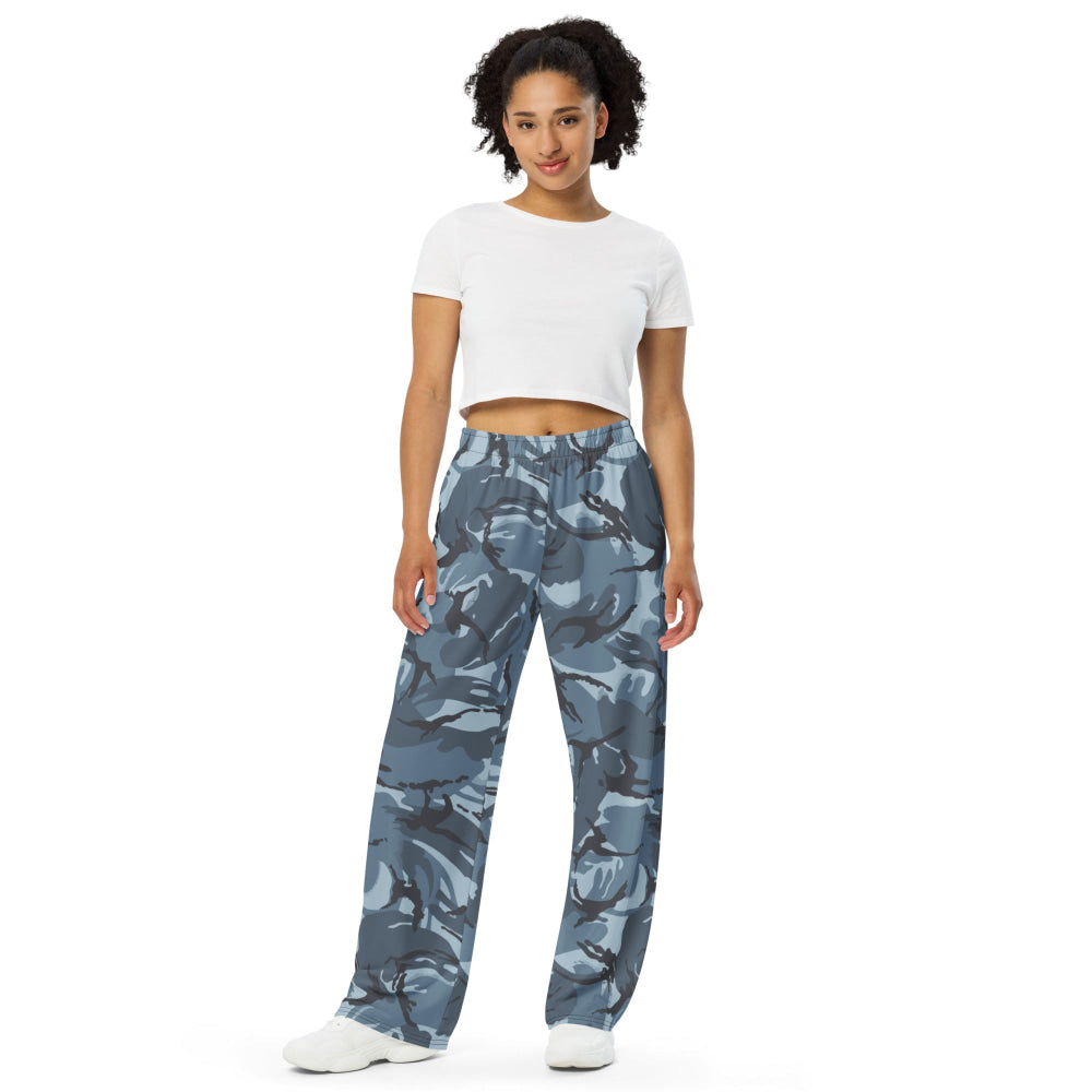 Russian Smog Kukla Urban Blue DPM CAMO unisex wide-leg pants - Unisex Wide-Leg Pants