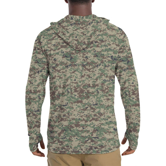 Russian SURPAT CAMO Mens Sunscreen Sports Hoodie With Thumb Holes - S / White