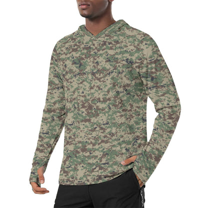Russian SURPAT CAMO Mens Sunscreen Sports Hoodie With Thumb Holes - S / White - Hoodies