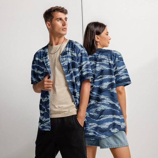 Tiger Stripe Kamysh Blue CAMO Unisex Baseball Jersey - 2XS