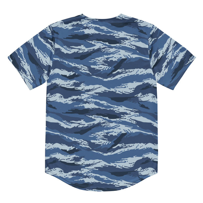 Tiger Stripe Kamysh Blue CAMO Unisex Baseball Jersey