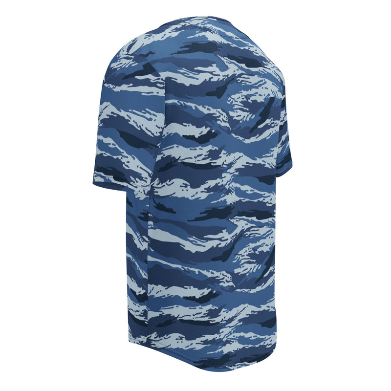 Tiger Stripe Kamysh Blue CAMO Unisex Baseball Jersey